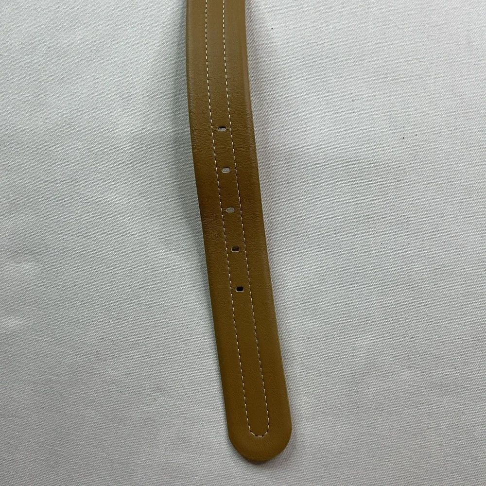 Carlisle Belt Taupe Colored Medium Italy Women Oval Shaped Brass Buckle Fashion